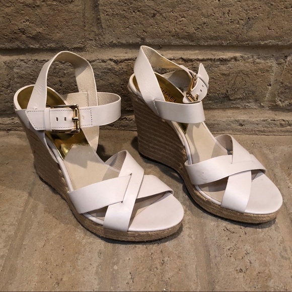 Michael Kors Shoes - SH101 Michael Kors Cream Wedge Heels 10